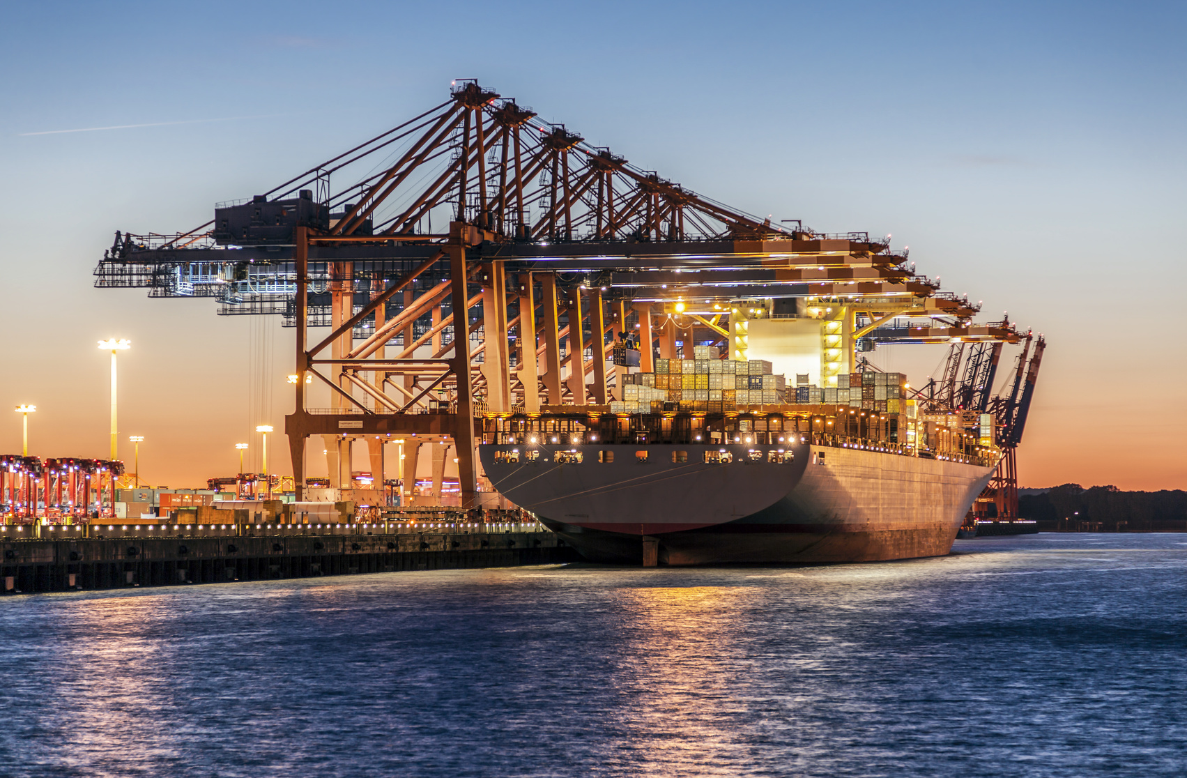 container ship in harbour